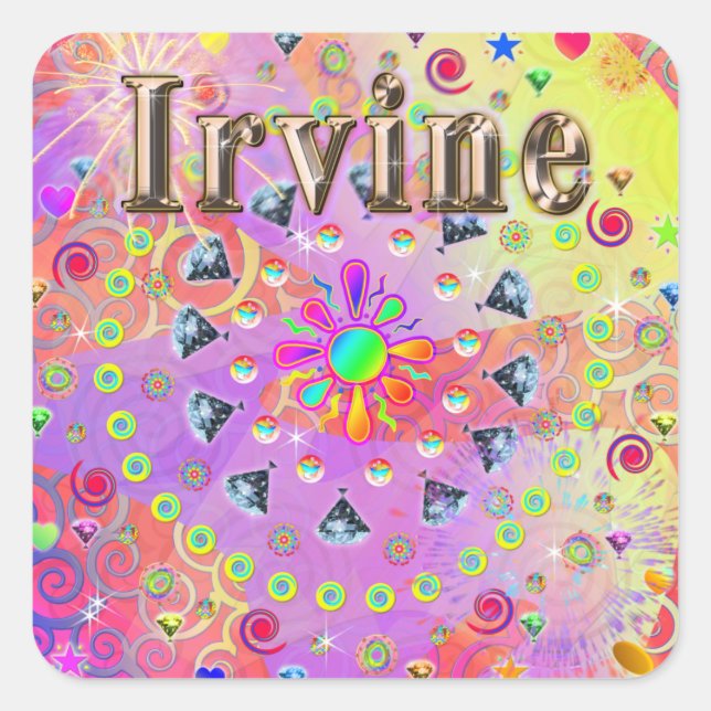 Adesivo Quadrado Irvine Lucky Ouro Sticker (Frente)
