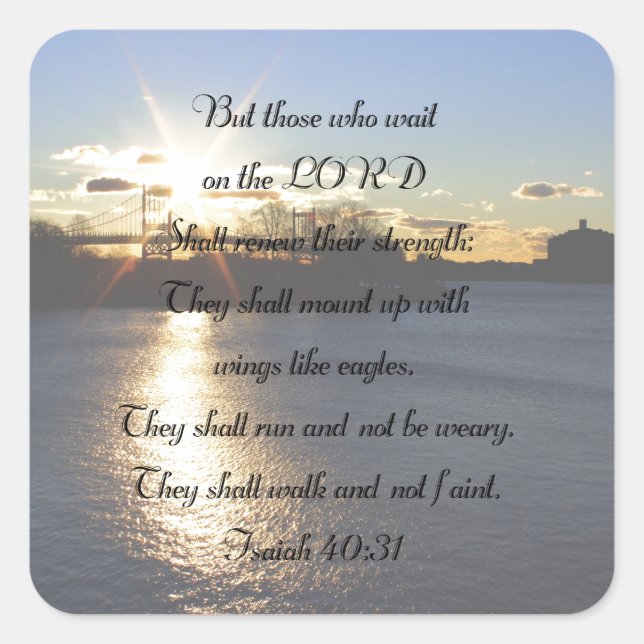 Adesivo Quadrado Isaiah 40:31...asas como águias... (Frente)
