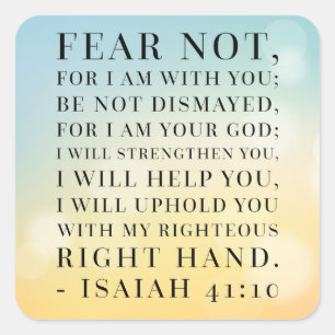 Adesivo Quadrado Isaiah 41:10 Citação da Bíblia