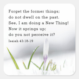 Adesivo Quadrado Isaiah 43:18 Eu estou fazendo uma Bíblia NOVA COIS