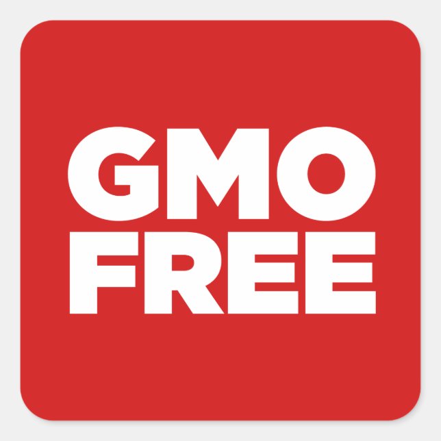 ADESIVO QUADRADO ISENTO DE OGM (VERMELHO) (Frente)