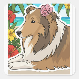 Adesivo Quadrado Island Sheltie