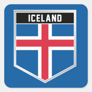 Adesivo Quadrado Islândia Flag Shield