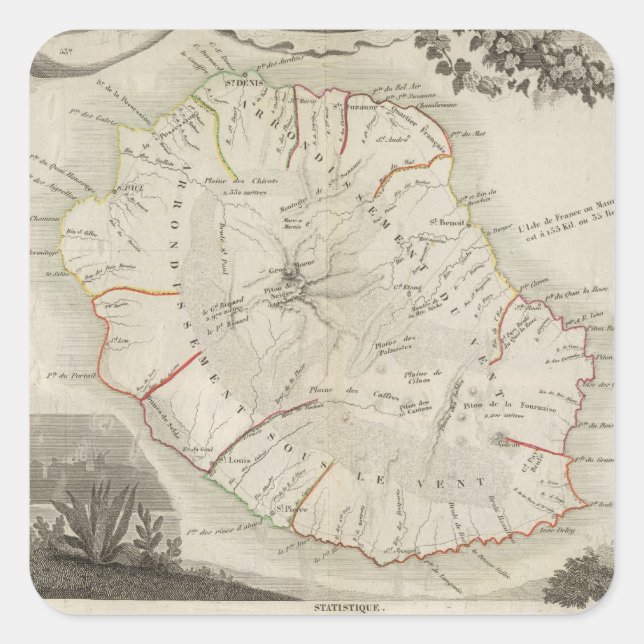 Adesivo Quadrado Isle De La Reunion (Frente)