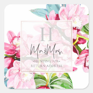 Adesivo Quadrado Isle PixDezines Orchid, Pink Orchid+Ti Folhas