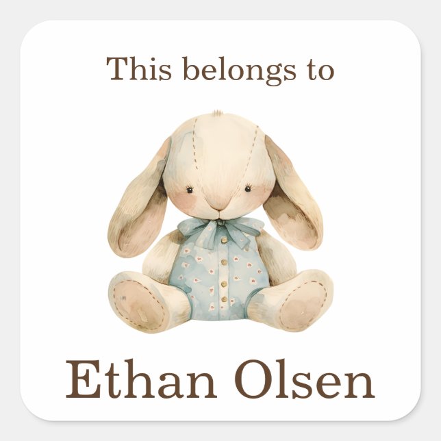 Adesivo Quadrado Isto pertence ao coelho coelho da pré-escola perso (Frente)