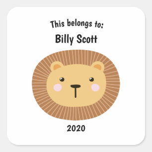 Adesivo Quadrado Isto pertence ao Lion School Face White