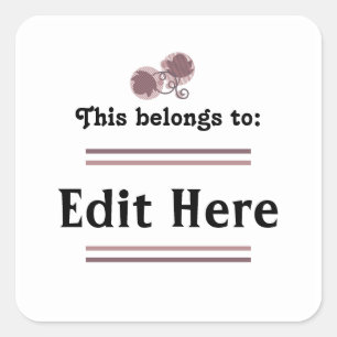 Adesivo Quadrado Isto Pertence Ao Sticker Texto editável