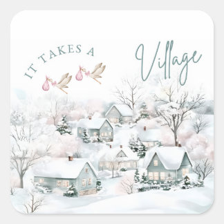 Adesivo Quadrado it takes a village stickers