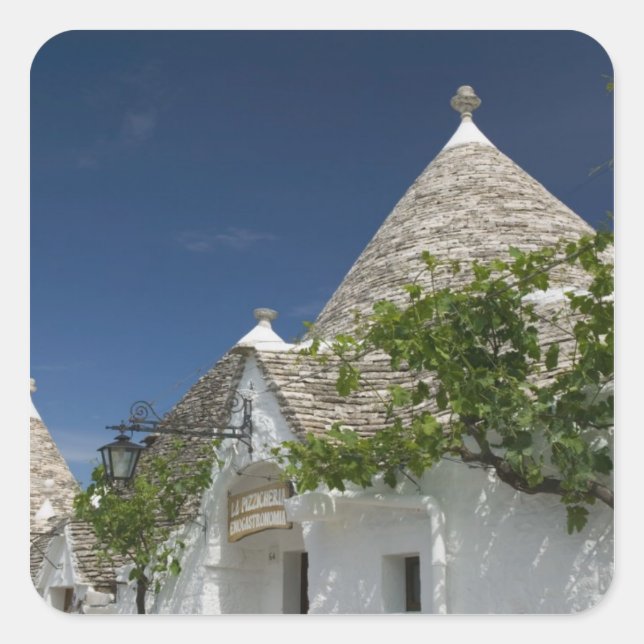 Adesivo Quadrado Itália, Apúlia, Alberobello, Terra dei Trulli, 2 (Frente)