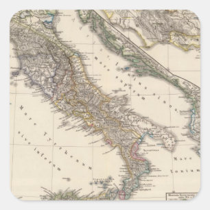 Adesivo Quadrado Italia, cisalpina de Gallia, Sicilia, Sardinia