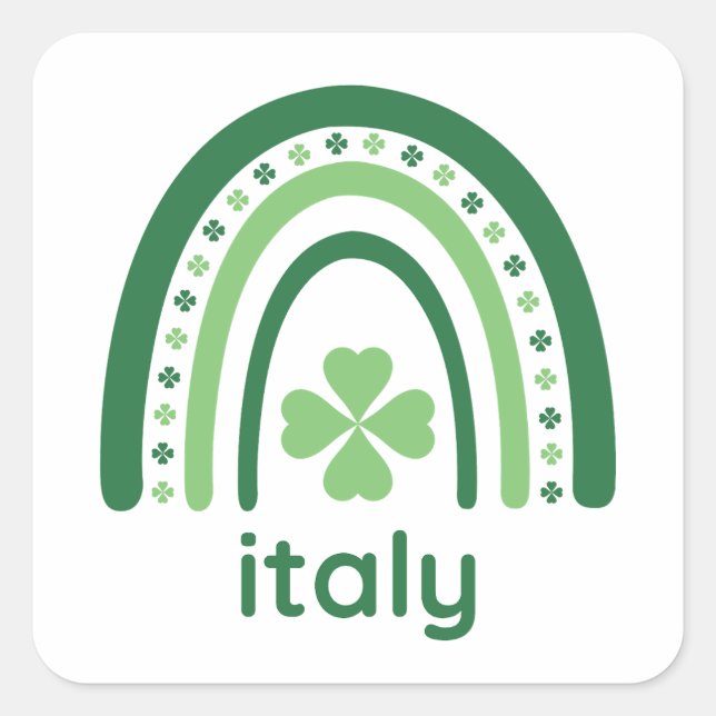 Adesivo Quadrado itália Clover Boho Rainbow (Frente)
