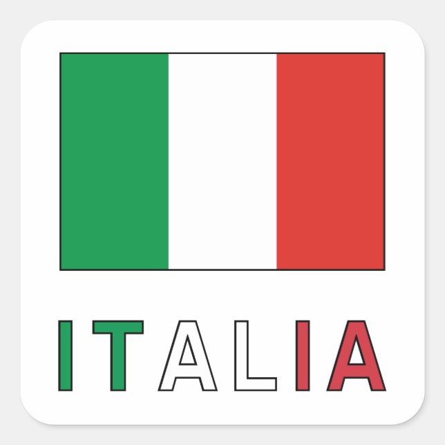 Adesivo Quadrado Italia Flag & Word (Frente)