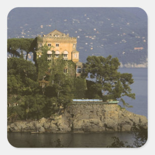 Adesivo Quadrado Itália, Portofino. Vida cênica na