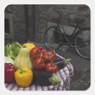 Adesivo Quadrado Itália, Província de Brescia, Gargnano. Mesa com