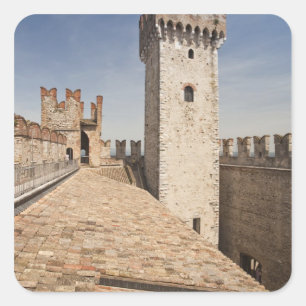 Adesivo Quadrado Itália, Província de Brescia, Sirmione. Castello