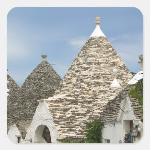 Adesivo Quadrado Itália, Puglia, Alberobello, Terra dei Trulli,