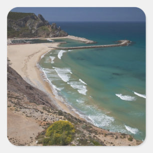 Adesivo Quadrado Itália, Sardenha, Buggerru. Praia de Buggerru e