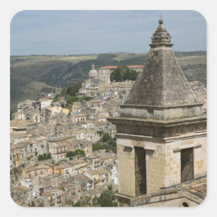 Adesivo Quadrado ITÁLIA, Sicília, RAGUSA IBLA: Vista da Cidade e Sa