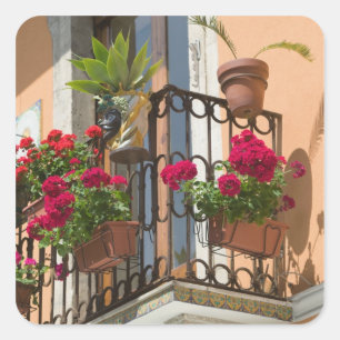 Adesivo Quadrado ITÁLIA, Sicília, TAORMINA: Corso Umberto 1,