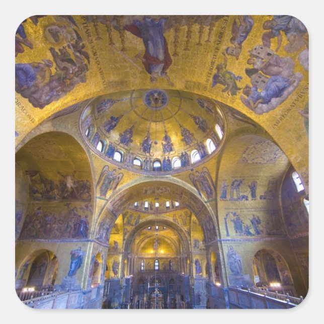 Adesivo Quadrado Itália, Veneza. Interior da Catedral de São Marcos (Frente)