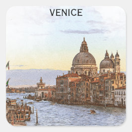 Adesivo Quadrado Itália Viagens vintage Veneza Panorama View