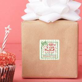 Adesivo Quadrado Italian Theme Baby Shower Green Bow Small