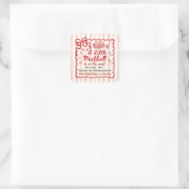 Adesivo Quadrado Italian Theme Baby Shower Red Bow Small (Criador carregado)