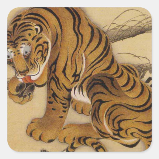 Adesivo Quadrado Ito Jakuchu Tiger Stickers (Frente)