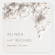 Ivory 3D Flores Rosas Casamento Minimalista
