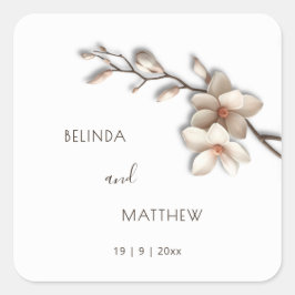 Adesivo Quadrado Ivory 3D Magnolia Flowers | Wedding