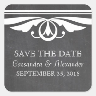 Adesivo Quadrado Ivory Deco Chalkboard Save the Date Stickers