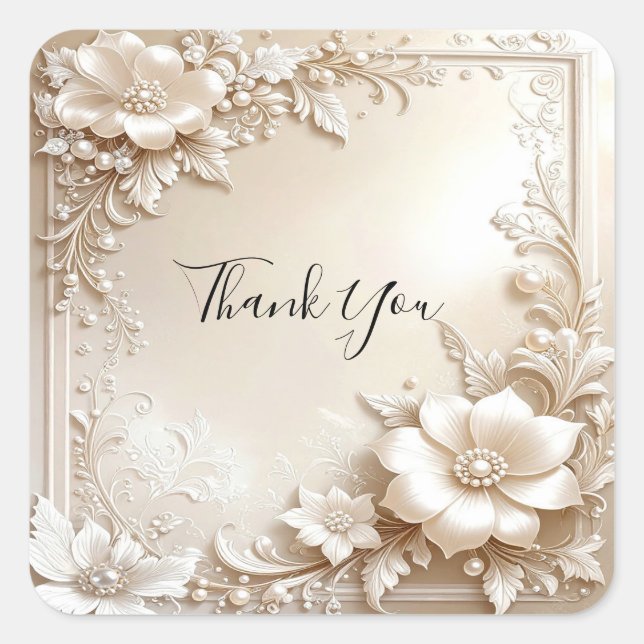 Adesivo Quadrado Ivory Flowers Sticker (Frente)