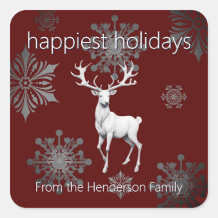 Adesivo Quadrado Ivory Reindeer Christmas   Vermelha