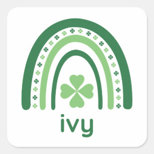 Adesivo Quadrado ivy Name Clover Boho Rainbow