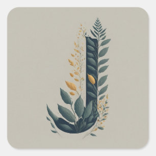 Adesivo Quadrado J Monograma Botânico