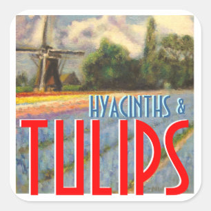 Adesivo Quadrado Jacintos e moinho de vento das tulipas