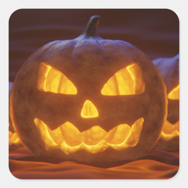 Adesivo Quadrado Jack O Lantern Pumpkin Halloween (Frente)