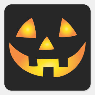 Adesivo Quadrado Jack O Lanterna Assustador Pumpkin Rosto Halloween