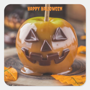 Adesivo Quadrado jack o lanterno carmel melancia feliz halloween