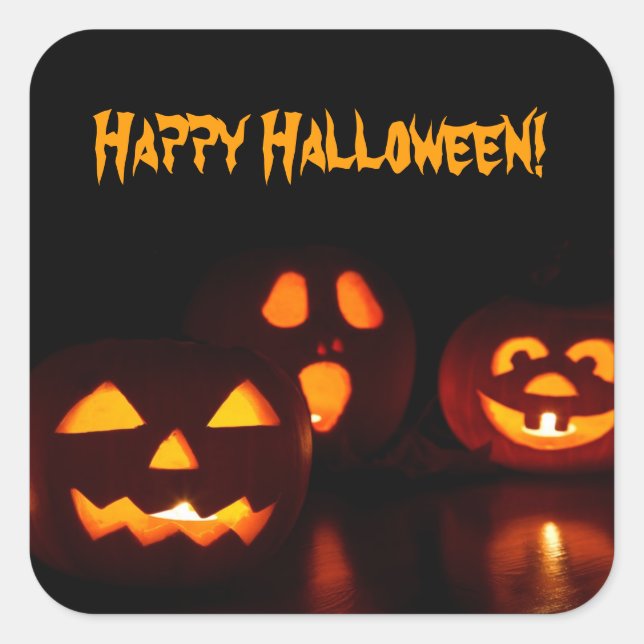 Adesivo Quadrado Jack-O-Lanterns Sticker (Frente)