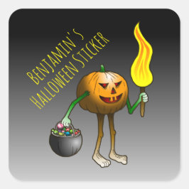 Adesivo Quadrado Jack O'lantern para enganar ou tratar