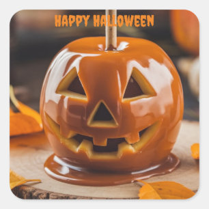 Adesivo Quadrado jack ou lanterna entalhado carmel halloween