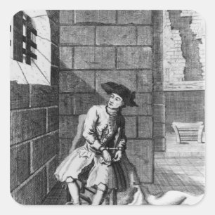 Adesivo Quadrado Jack Shepperd na prisão de Newgate, 1724