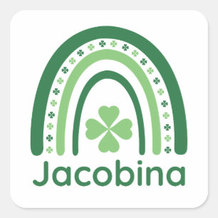 Adesivo Quadrado Jacobina Nome Clover Boho Rainbow