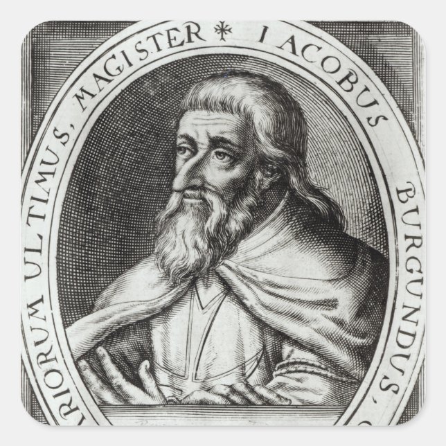 Adesivo Quadrado Jacques de Molay Mestre dos Cavaleiros Templários (Frente)