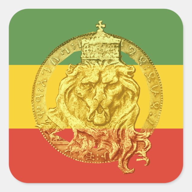 Adesivo Quadrado Jah Rastafari Leão de Judah Sticker (Frente)