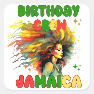 Adesivo Quadrado Jamaica Birthday Girl Mating Crew Viagem Group
