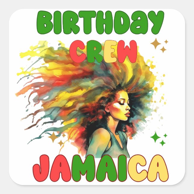 Adesivo Quadrado Jamaica Birthday Girl Mating Crew Viagem Group (Frente)