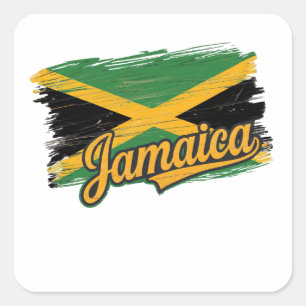 Adesivo Quadrado Jamaica Flag Vacing Vibes Rasta Island